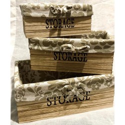 caja de madera con funda de tela x 3 unidades ELG18434