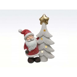 adorno cerámico Santa con arbolito c/luz pilas no incl. 2205552  33X17X52CM