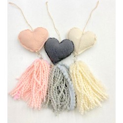 adorno de tela para colgar corazón/estrella con lana vs. colores BEA2