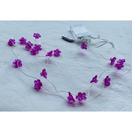 faroles microled en guirnalda alhambre L17 20 flores violeta (USB o 3 pilas AAA)