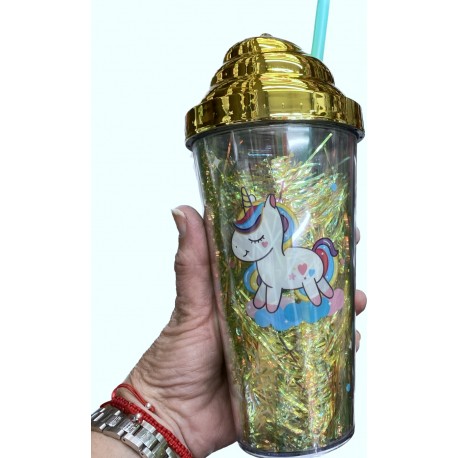 vaso plástico con sorbete unicornio 2202023 vs. colores