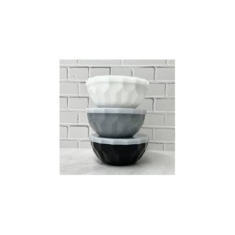 bowl plástico blanco /gris /negro mediano 15 cm. diámetro