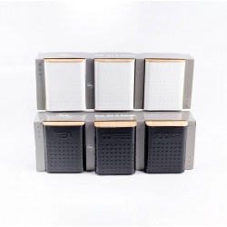 set x 3 latas cuadradas blanco/negro  11 X 11 X 14 cm CA5463